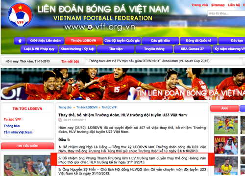 HLV U23 Viet Nam bi thoi chuc duoc giu lai lam co van