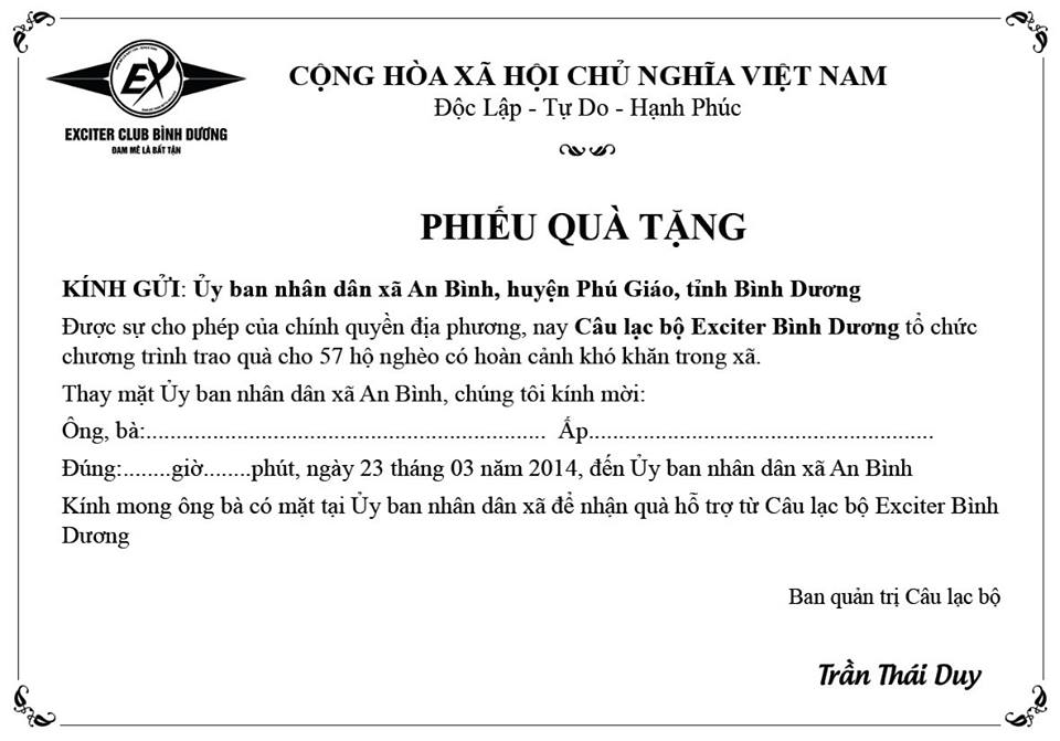 Chuong trinh tu thien Niem Tin Cuoc Song cua Exciter Club Binh Duong - 3