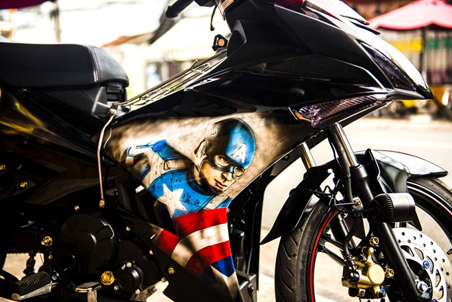 Exciter 150 Son Airbrush Captain America cua Biker Bien Hoa - 5