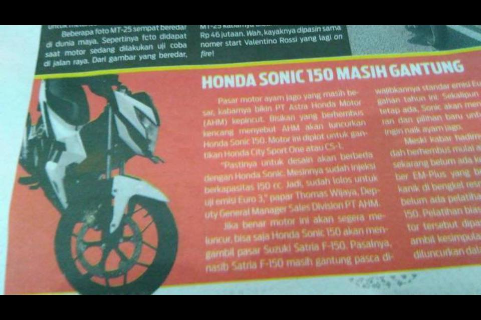 Honda Sonic 150 se duoc ra mat tai Indonesia trong thoi gian toi
