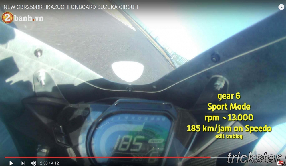 Clip Honda CBR250RR dat van toc doi da len den 185 kmh - 4