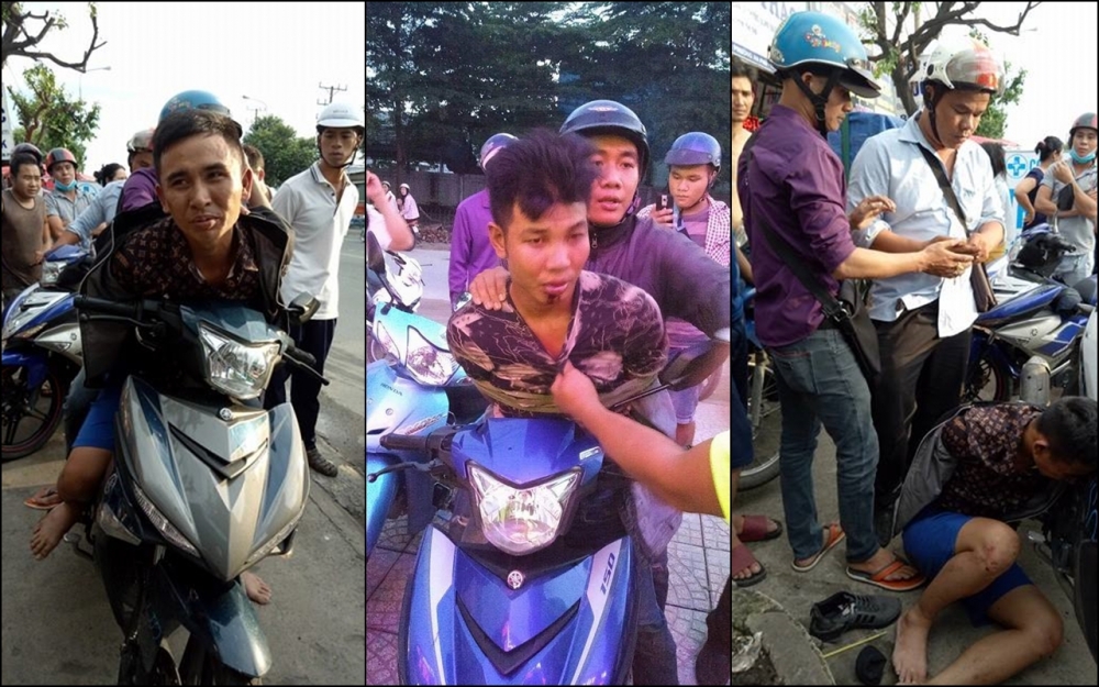Thanh nien chay Exciter 150 da xe so nho khi gap phai doi hiep si