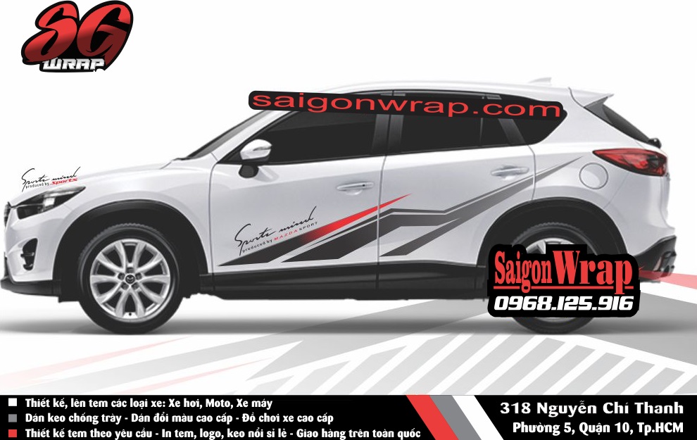 Tem Xe Mazda CX5 Fotuner Ecosport Santa Fe Captiva CRV SaiGonWRAP Tem Xe Chuyen Nghiep - 3