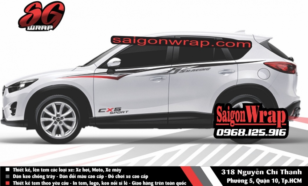 Tem Xe Mazda CX5 Fotuner Ecosport Santa Fe Captiva CRV SaiGonWRAP Tem Xe Chuyen Nghiep - 6