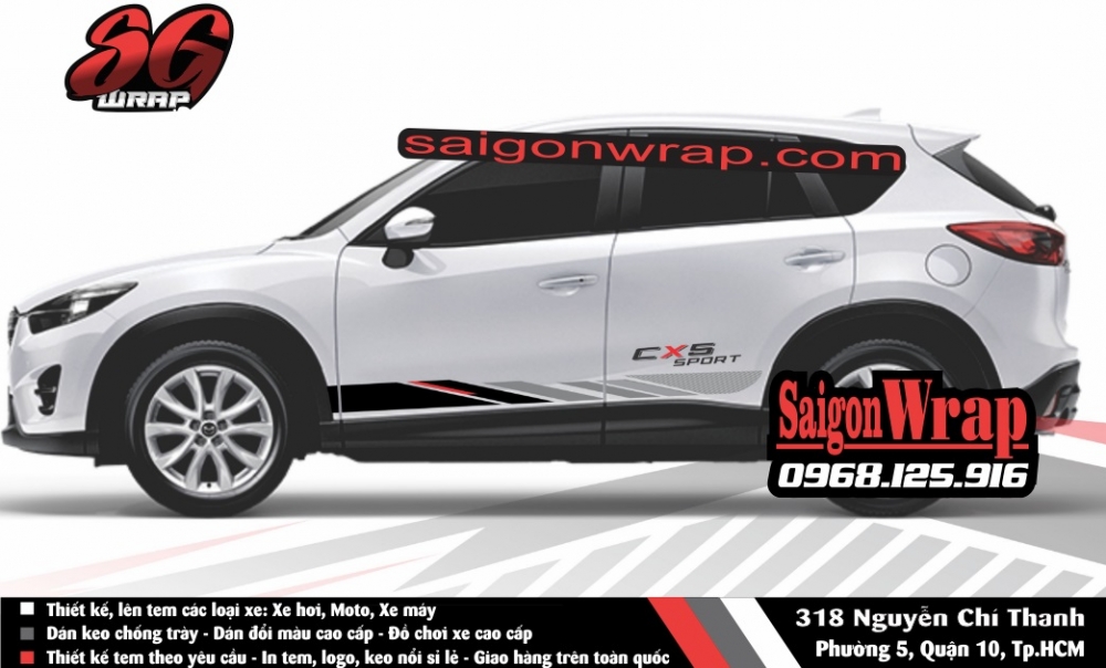 Tem Xe Mazda CX5 Fotuner Ecosport Santa Fe Captiva CRV SaiGonWRAP Tem Xe Chuyen Nghiep - 13