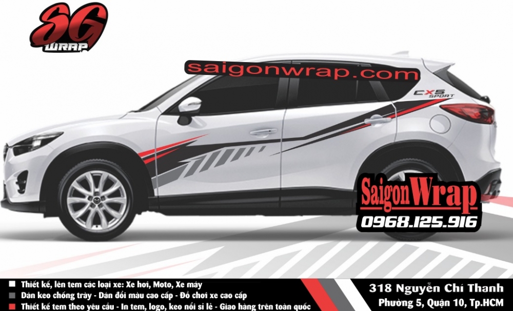 Tem Xe Mazda CX5 Fotuner Ecosport Santa Fe Captiva CRV SaiGonWRAP Tem Xe Chuyen Nghiep - 12