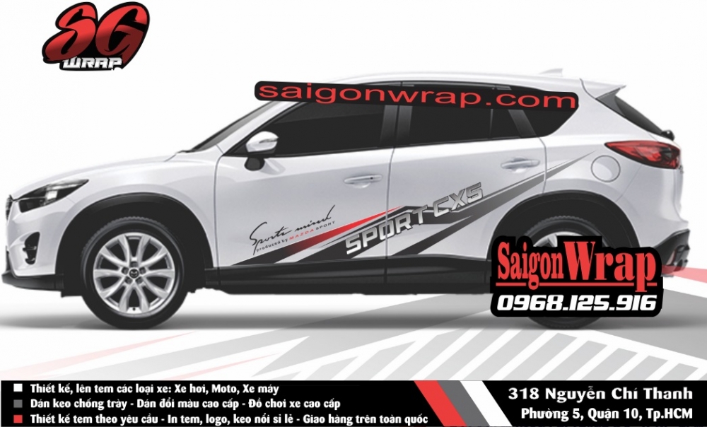 Tem Xe Mazda CX5 Fotuner Ecosport Santa Fe Captiva CRV SaiGonWRAP Tem Xe Chuyen Nghiep - 14