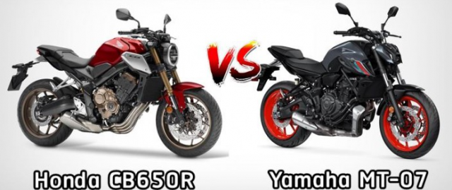 Honda CB650R 2021 va Yamaha MT07 2021 tren ban can thong so