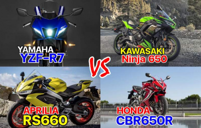 So sánh thông số kỹ thuật giữa yamaha r7 vs kawasaki ninja 650 vs aprilia rs660 vs honda cbr650r