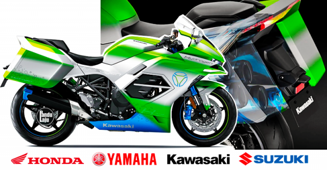 Sap co loat xe may Kawasaki Suzuki Honda va Yamaha chay bang nuoc