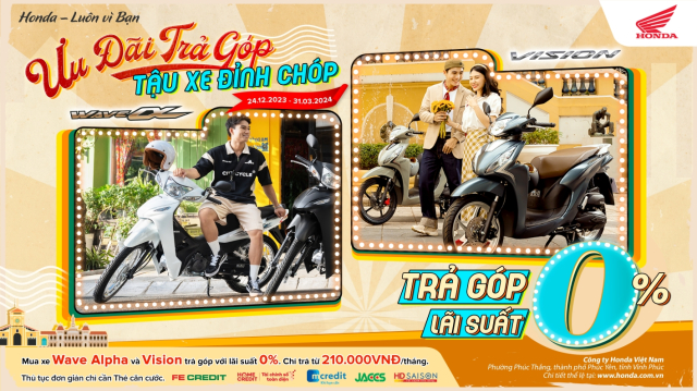 Honda Viet Nam trien khai Chuong trinh Ho tro tra gop 0 Uu dai tra gop Tau xe dinh chop