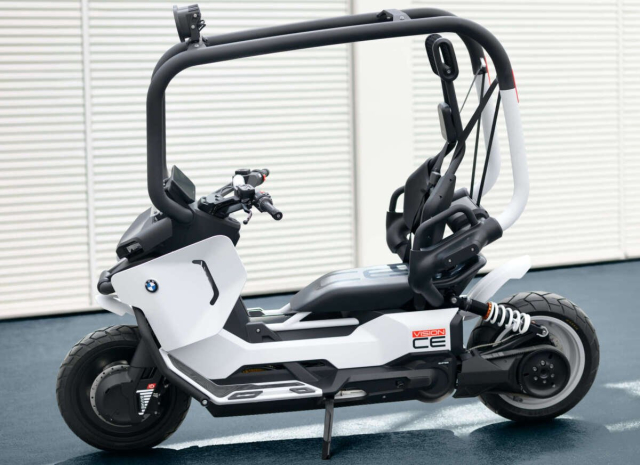 BMW Motorrad Vision CE trinh lang tuong lai xe tay ga dien hay chiec ken an toan giua pho thi - 3